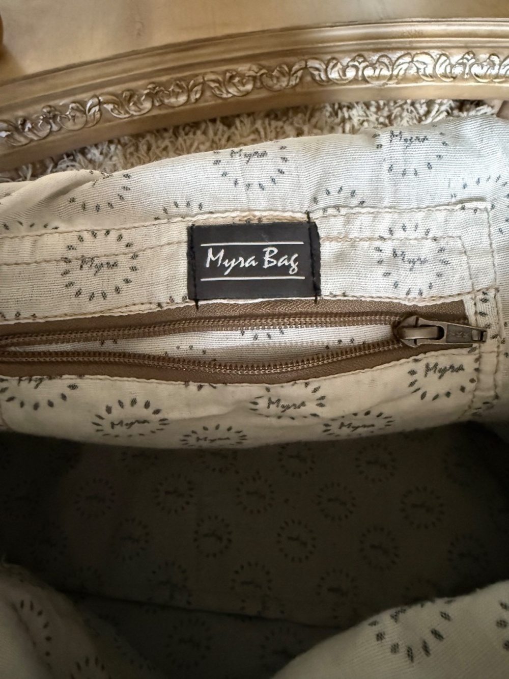 Myra Bag Upcycled Gerster Canvas Convertible Bag Genuine Leather Accents - Picture 5 of 11